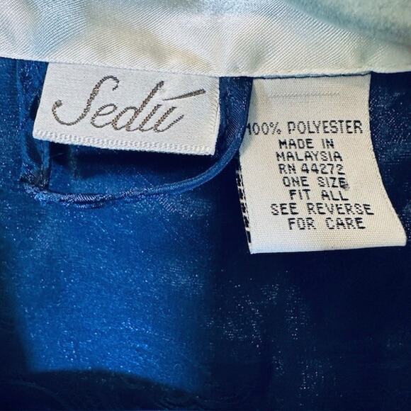 Sedu Robe w/Belt OSFM, Short Navy/White Polyester Vintage - Picture 3 of 14